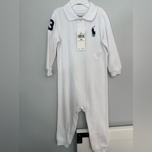 Ralph Lauren Polo White and Navy Kids Footie 18 M